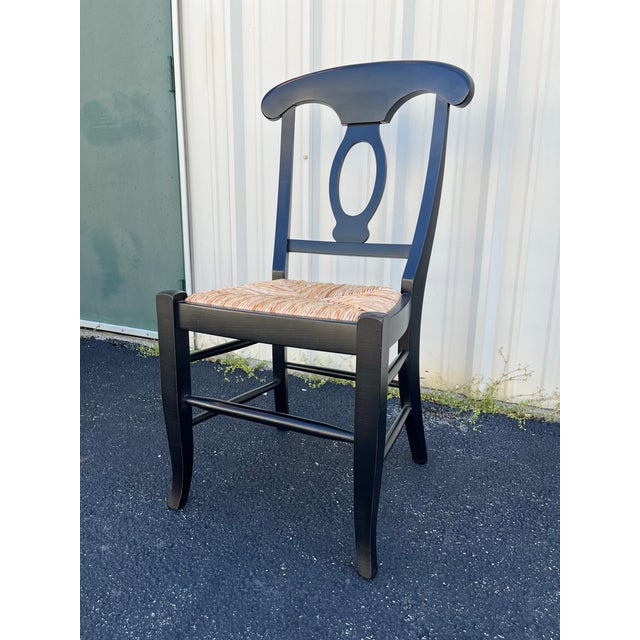 Pottery Barn Napoleon Black Rush Seat Modern Dining Chairs- Set of 4 For Sale - Image 6 of 12