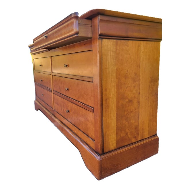Wood Vintage Grange Louis Philippe Solid Cherry Eight-Drawer Dresser For Sale - Image 7 of 13
