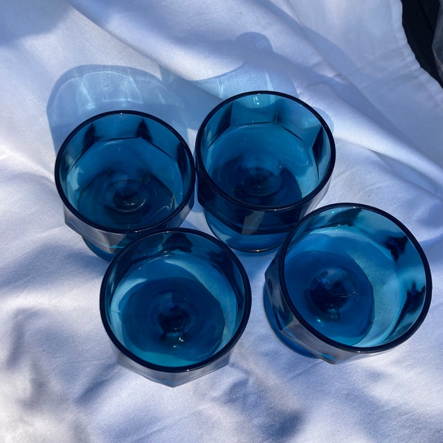 This set of dessert/sherbert glasses is in very good condition, no chips or cracks . They measure 3.5” wide and 3.5” high .