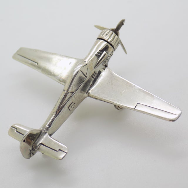 1980s Vintage Italian Handmade Genuine Silver Airplane Figurine, 1980s For Sale - Image 5 of 13