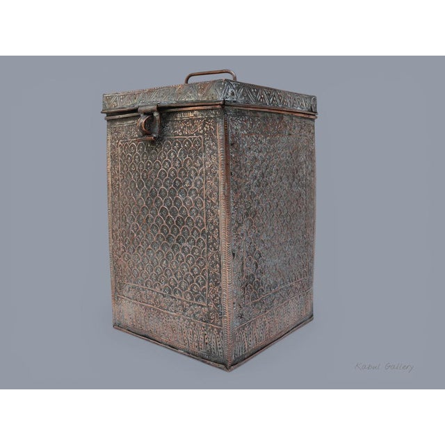 1950s Vintage Afghan Islamic Tinned Box in Copper, 1950s For Sale - Image 5 of 18