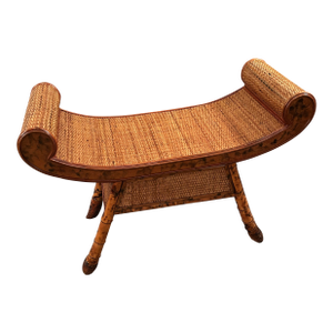 Rattan & Bamboo Organic Modern Bench