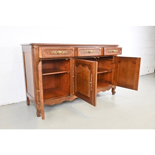 Brown Kindel Furniture French Cherry Sideboard or Credenza, Newly Refinished For Sale - Image 8 of 13