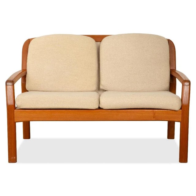 Mid-Century 2-Seater Sofas in Wood and Beige Upholstery from Dyrlund, Set of 2 For Sale - Image 14 of 15