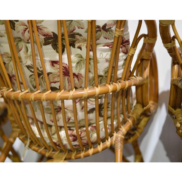 Vintage Palm Beach 2 Strand Rattan Bamboo Chairs in the Style of Franco Albini - Set of 2 For Sale - Image 10 of 13