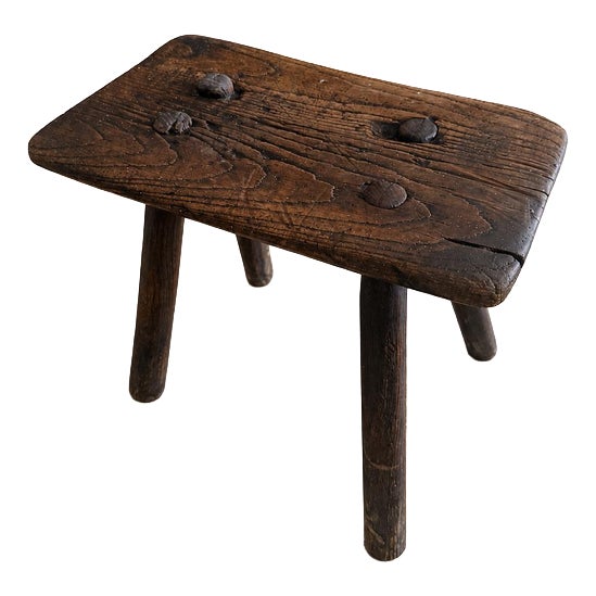 19th Century Primitive Country Oak Milking Stool For Sale
