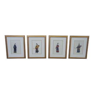 International Art Publishing Co. Chinese Qing Dynasty Style Figure Lithographs - Set of 4