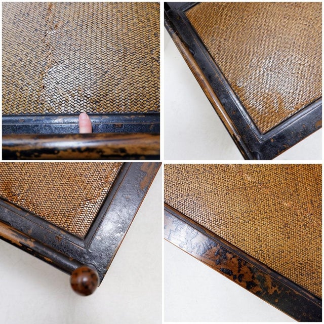 Japanese Meditation Chairs in Lacquered Wood and Rattan, Set of 2 For Sale - Image 12 of 13