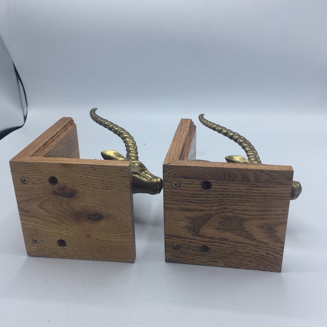 Brass Antelope Head Bookends on Wood Bases A Pair Chairish