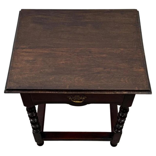 2000 - 2009 Antique English Bobbin-Turned Oak Side Table, 1800s For Sale - Image 5 of 12
