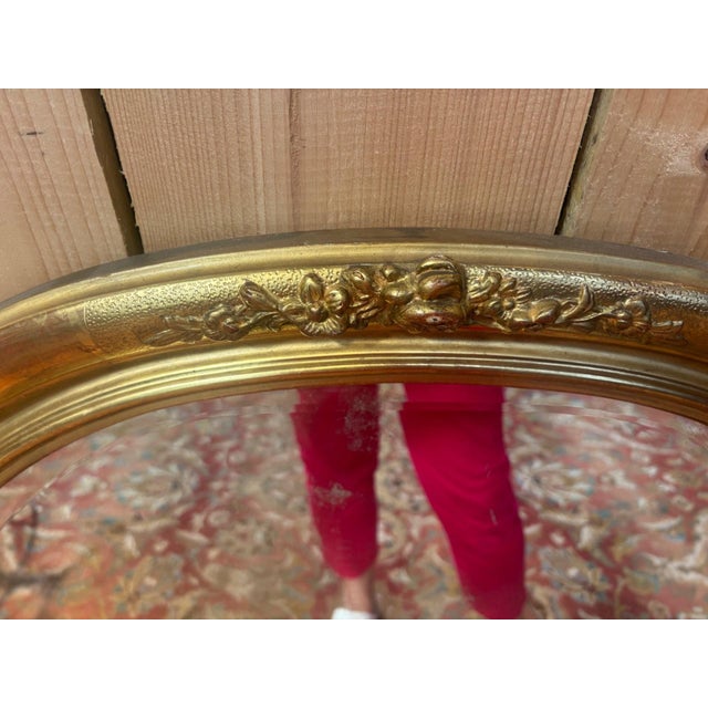 Louis XVI Oval Beveled Giltwood Mirror, 19th Century, 1890s For Sale - Image 4 of 9