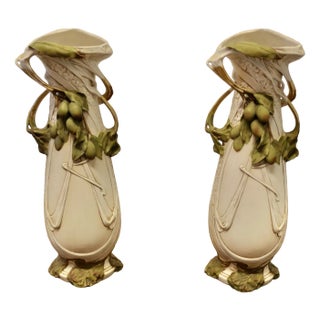 Large 19th Century Art Nouveau Porcelain Vases from Royal Dux, 1890s, Set of 2 For Sale
