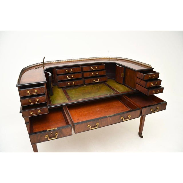 Carlton House Desk in Mahogany and Leather Top, 1890s For Sale - Image 10 of 15