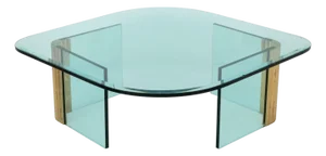 Leon Rosen Pace Collection Glass & Brass Low Table