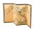 Elegant mid-century Japanese four-panel byōbu screen, hand-painted on silk with flowering branches, chrysanthemums and...