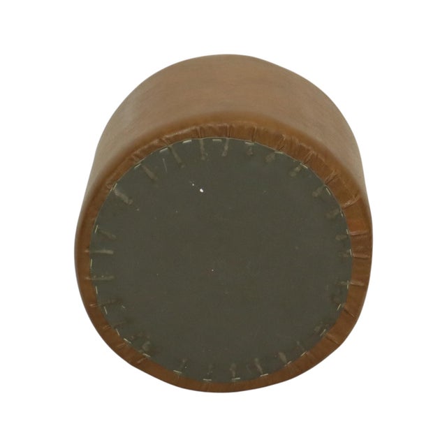 Vintage Round Brown Ottoman with Star Motif, 1960s For Sale - Image 6 of 11