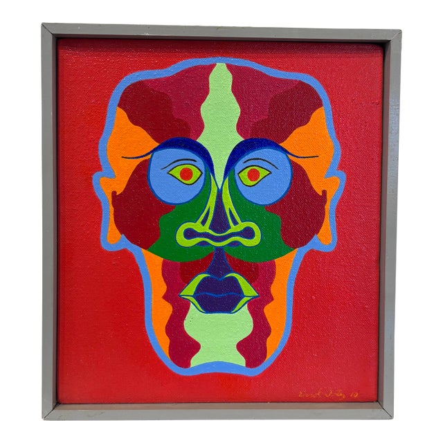Chicago Imagist Small-Scale Portrait Oil Painting on Canvas by Errol Ortiz For Sale