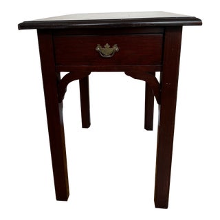 1980s Solid Cherry Wood Side Table For Sale