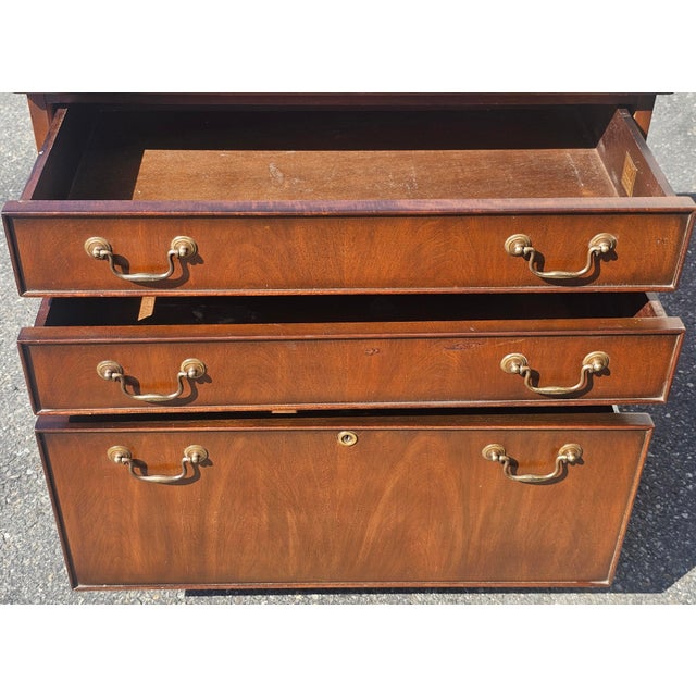 Mid Century Drexel Chippendale Walnut Locking Drawer Filing Cabinet For Sale - Image 10 of 12