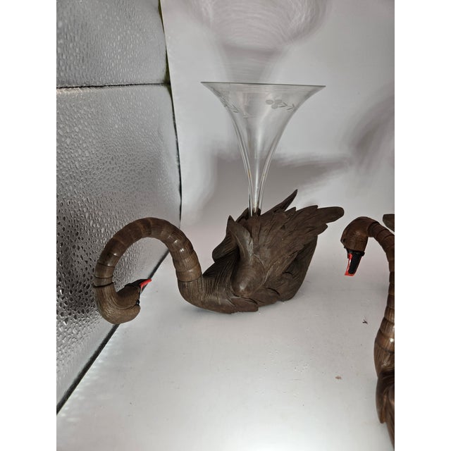 Set of 5 German Black Forest Swan Posey Holders, 1910s For Sale - Image 11 of 12