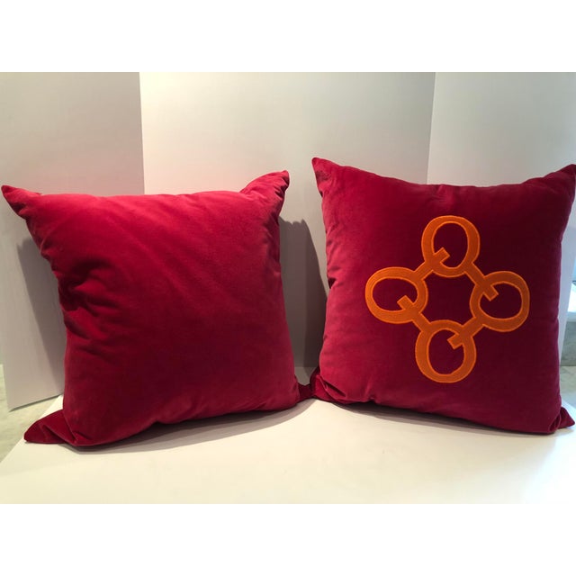 Designer Fuschia Cotton Velvet Pillows A Pair Chairish