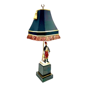 Vintage Early 20th Century Lamp With Royal Soldier Porcelain Figurine on Wooden Base