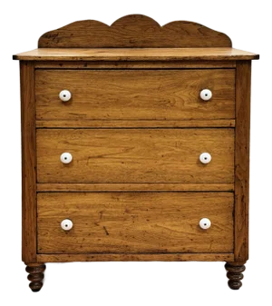 Antique Pine Three Drawer Chest With Porcelain Knobs