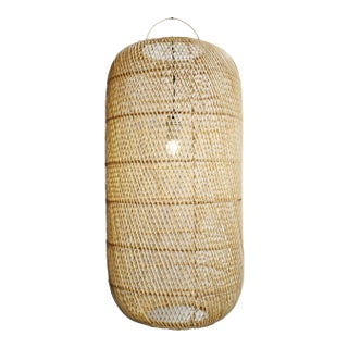 Raw Wicker Cylinder Lantern Large For Sale