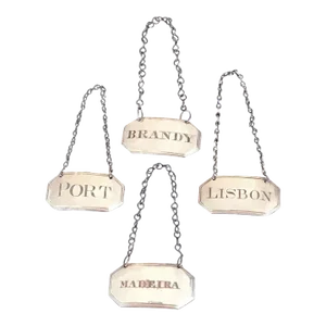 Early 1790 British Silver Sheffield Set of 4 Liquor/Wine Labels