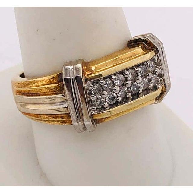 14 Karat Two-Tone Gold Contemporary Ring With Diamonds 0.75 Total Diamond Weight For Sale - Image 9 of 11