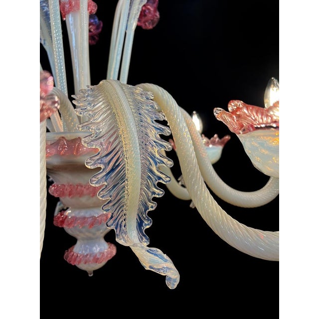 Vintage Venetian Light Blue and Pink Chandelier, 1950s For Sale - Image 3 of 18