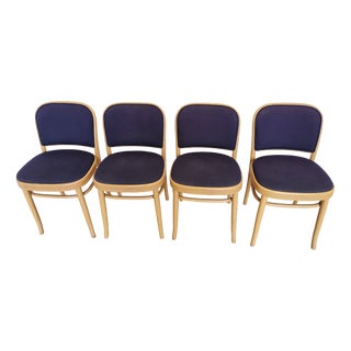 Vintage Bentwood Dining Chairs in the style of Josef Hoffmann, 1970s, Set of 4 For Sale