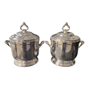 Vintage Silver Plated Elegant Insulated Ice Buckets by Oneida- A Pair