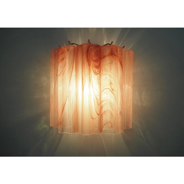 Alabaster Pair of Murano Glass Tube Wall Sconces 5 Pink Alabaster Glass Tube For Sale - Image 8 of 9