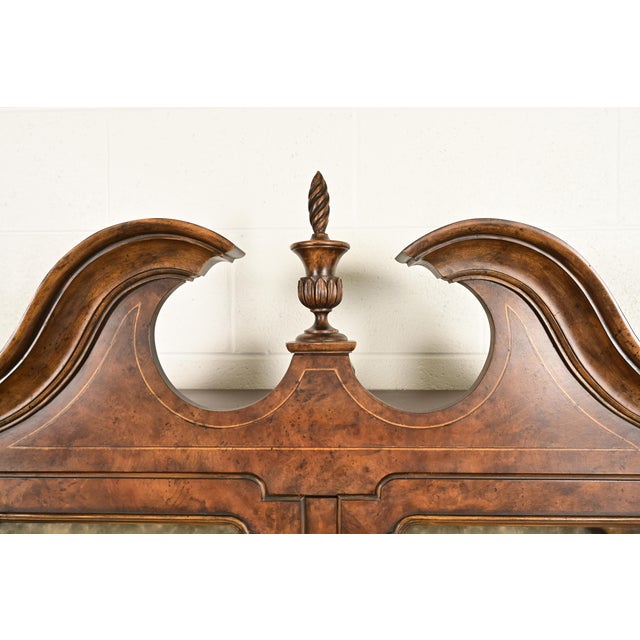 Baker Furniture Georgian Banded Burled Walnut Drop Front Secretary Desk With Bookcase Hutch For Sale - Image 12 of 16