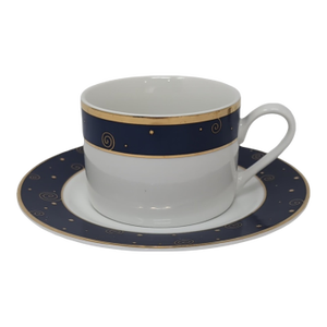 Sakura Star Light Coffee Tea Cup Saucer Porcelain Blue Gold Celestial Hallmark