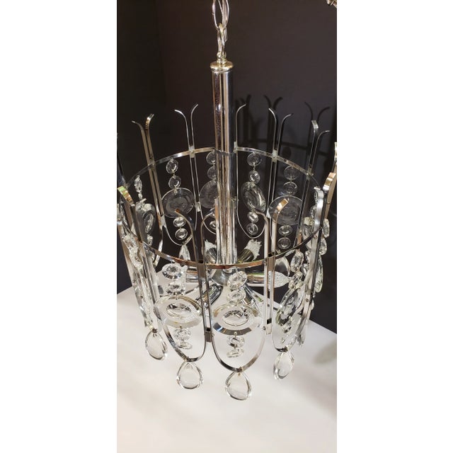 Gaetano Sciolari Chrome and Crystal Chandilier For Sale - Image 4 of 12
