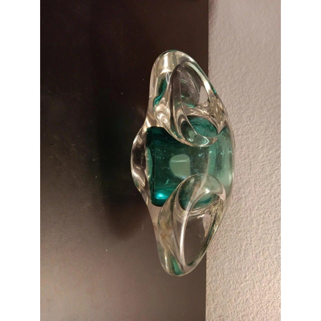 Green 1980s Signed Adam Jablonski Polish Art Glass Multicolor Sculptural Bowl For Sale - Image 8 of 8