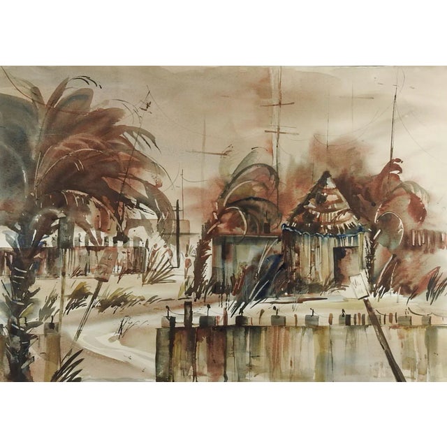 Florida Beach Shack by Dianne Curington Watercolor Painting For Sale - Image 4 of 4