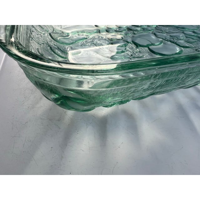Glass Vintage Libbey Glass "Orchard Fruit" Spanish Green Rectangular Casserole Dish For Sale - Image 7 of 9