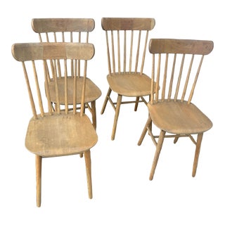 Restoration Hardware Vintage Wooden Dining Chairs Set of 4 For Sale