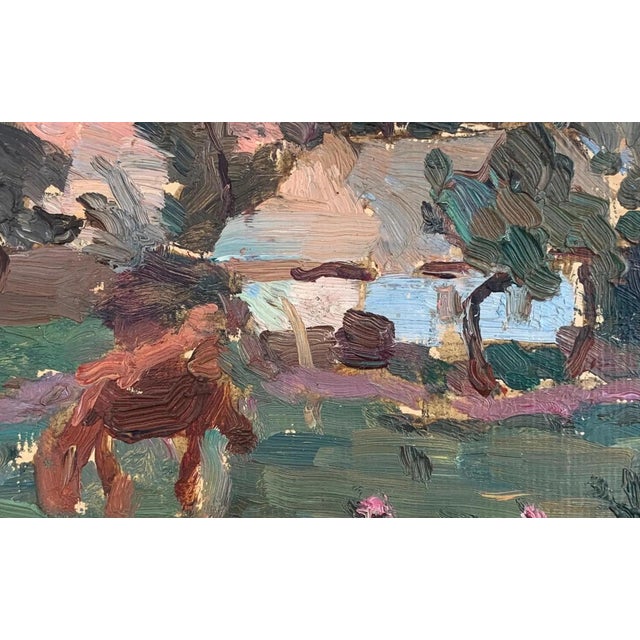 Vintage Ukrainian Impressionist Oil Painting, Rural Landscape, 1970s 14-23 For Sale - Image 4 of 6