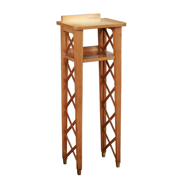 Brown Vintage Vase Holder in Beech & Brass, Italy, 1950s For Sale - Image 8 of 8