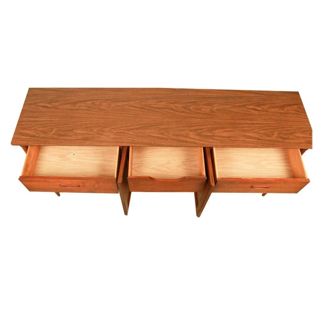 Mid 20th Century Walnut 9 Drawer Dresser Laminate Top For Sale - Image 10 of 11