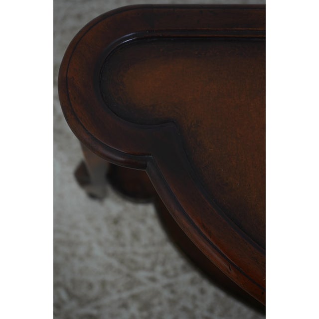 1990s Theodore Alexander Leather Top 2 Tier Mahogany Triangle Table For Sale - Image 5 of 12