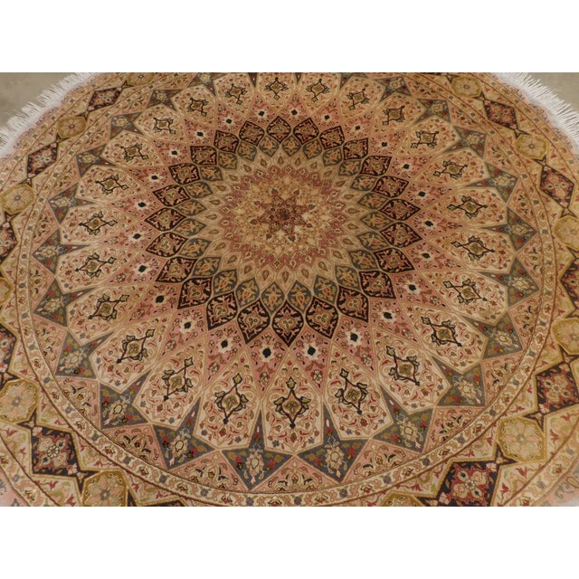 1980s Rare Vintage Round Northwest Persian Tabriz Rug With Silk Highlights. 6'6"x 6'6" For Sale - Image 5 of 15