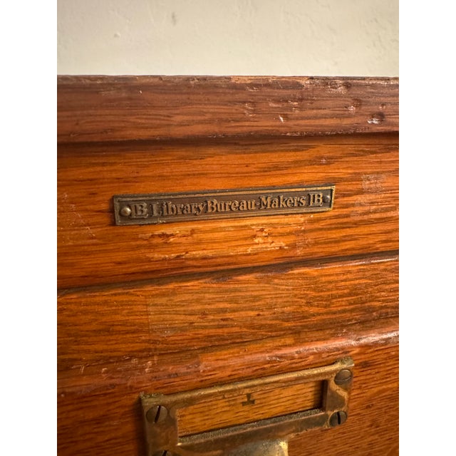 Traditional Antique Oak Library Bureau Makers Card Catalog Cabinet – 30 Drawers For Sale - Image 3 of 7