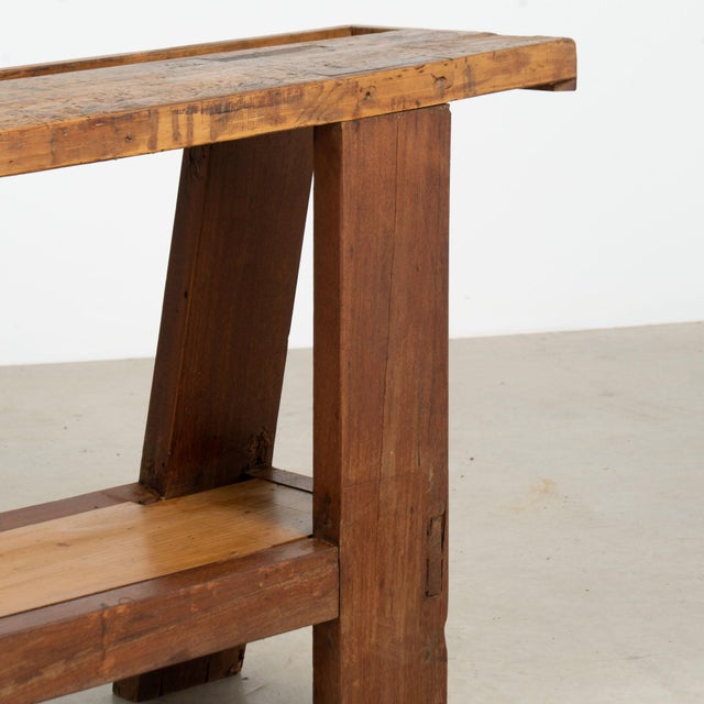 Late 19th Century Portuguese Rustic Carpenter's Workbench Console Table For Sale - Image 15 of 17