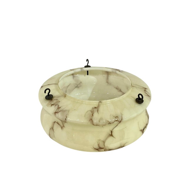 This stunning French glass shade has a unique yellow and brown marbleized pattern. This piece is designed to be hung from...