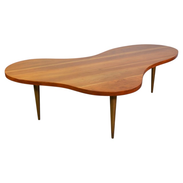 Freeform Walnut Brass Coffee Table, Model 1759 by t.h. Robsjohn-Gibbings, 1950s For Sale - Image 17 of 18